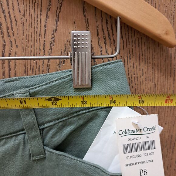 NEW Coldwater Creek Women Stretch Twill Pants Khaki Size Petite P8 Green Straigh - Picture 4 of 9